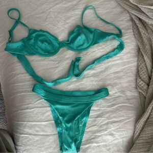 Monday Swimwear SET | Aqua Ribbed Bikini | Medium